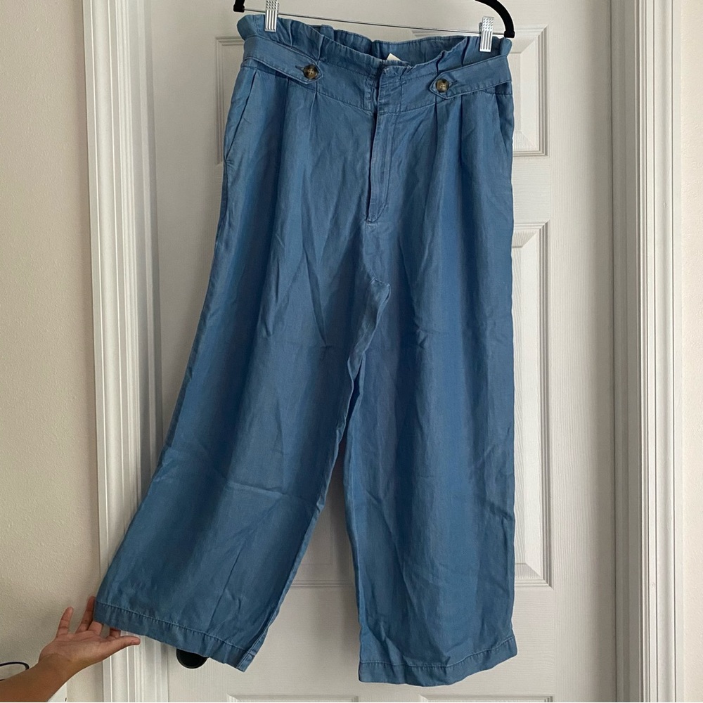 “Blue Rain” Blue Wide-Leg Pants